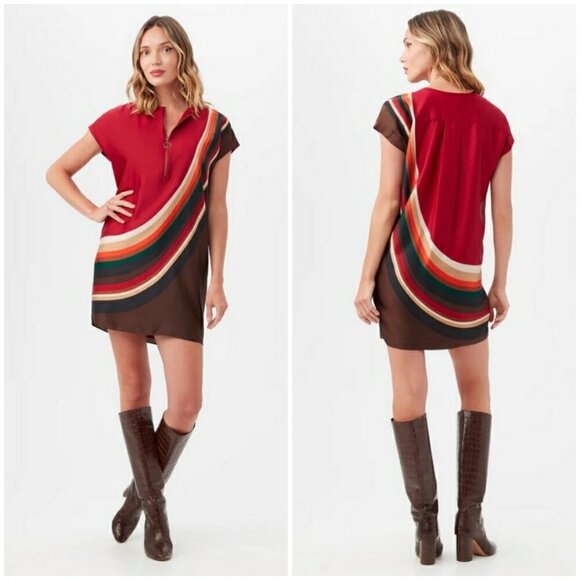 💕TRINA TURK💕 Hasil 2 Mini Shift Dress ~ Multi-Color Retro Geo Print XL NWT - Picture 1 of 5
